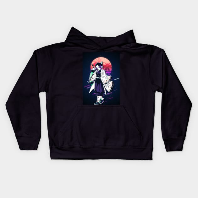 shinobu kocho Retro Art | Demon Slayer Kids Hoodie by SiksisArt